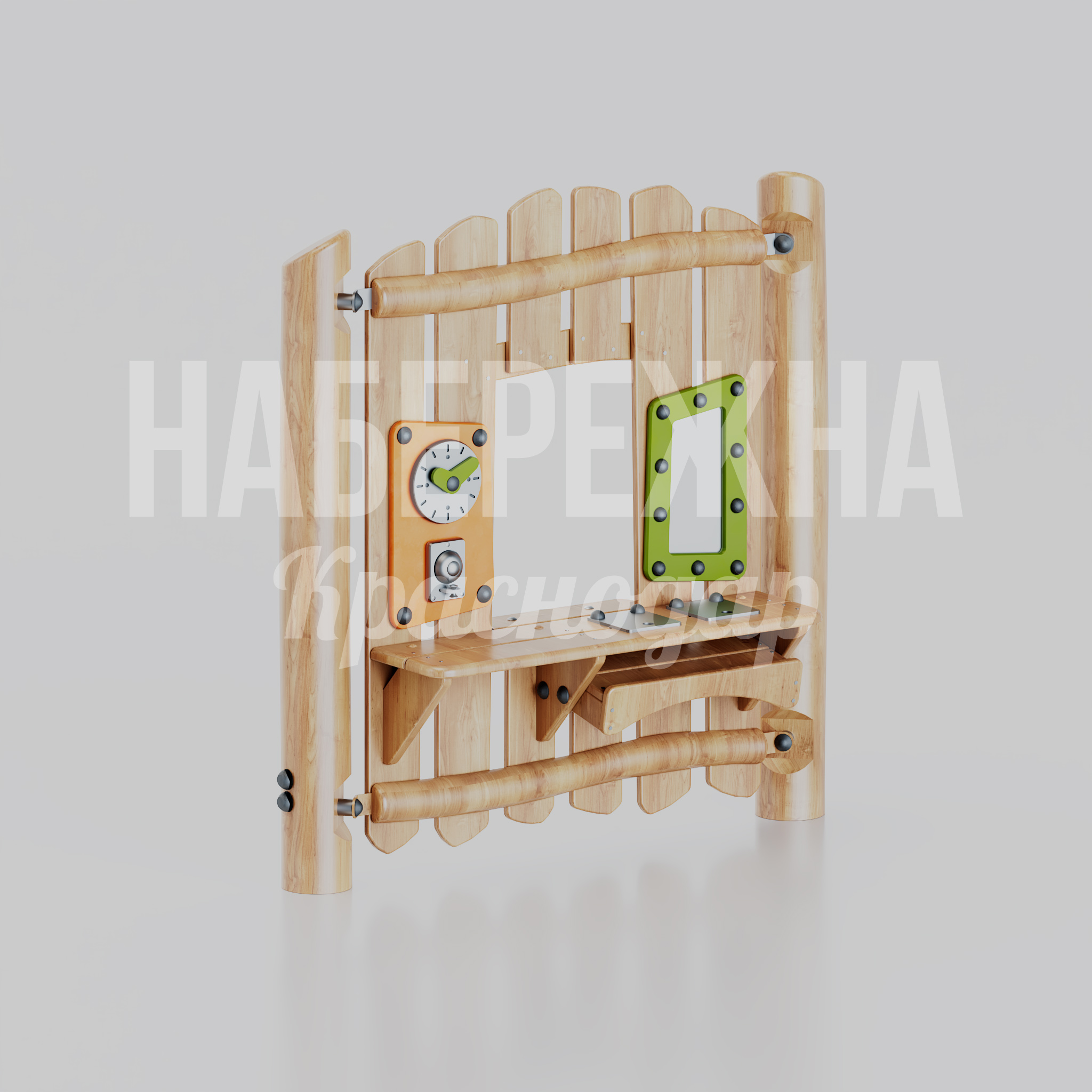 Игровая панель Jirkiy 400x1500x1500 мм. MAF-26.052 Игровая панель с интерактивными элементами для развития моторики и логики детей на площадках и в парках.