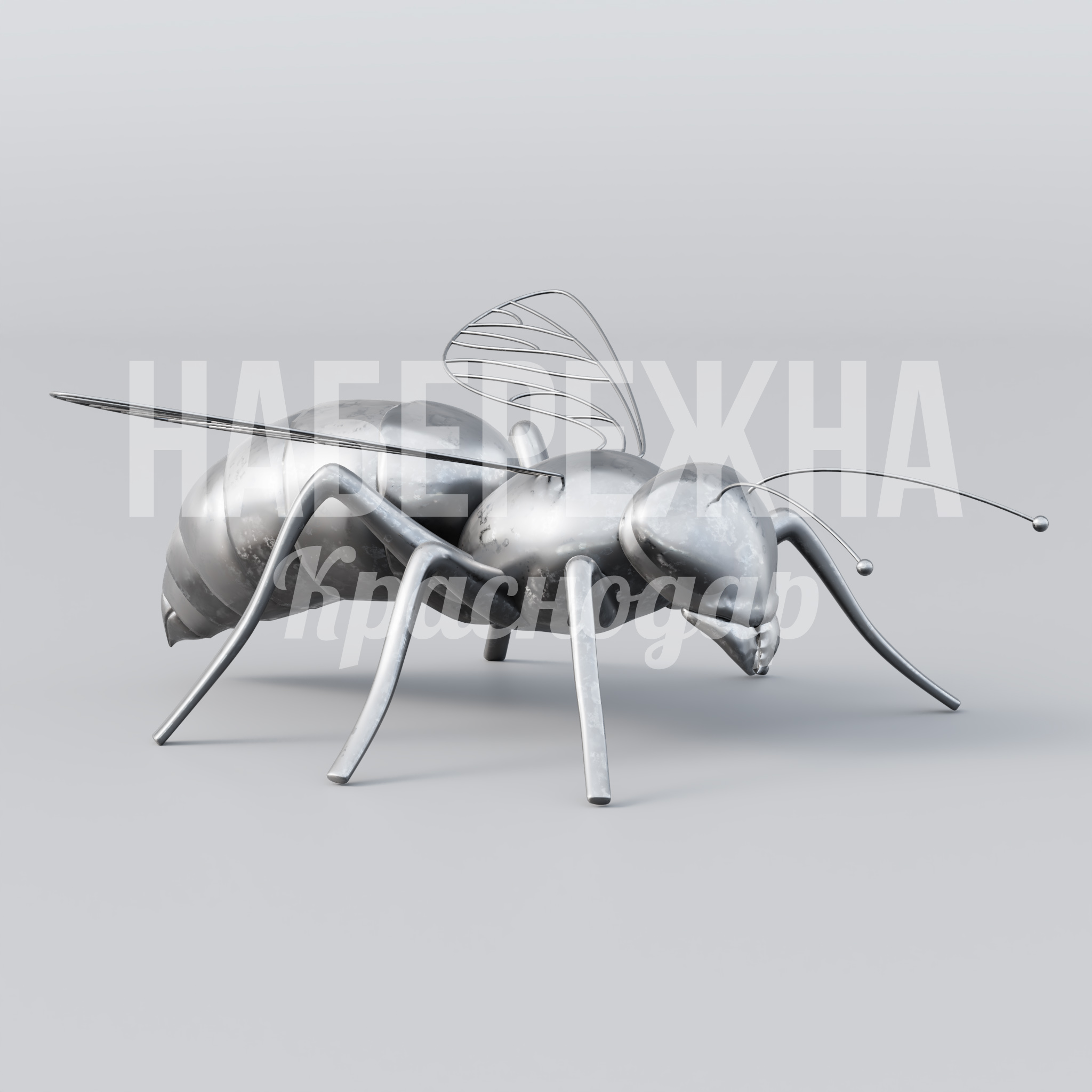 Пчела Icpöske 2050x2350x900 мм. MET-23.004 Скульптура пчелы из металла для городских парков и общественных пространств. Привлекает внимание посетителей.