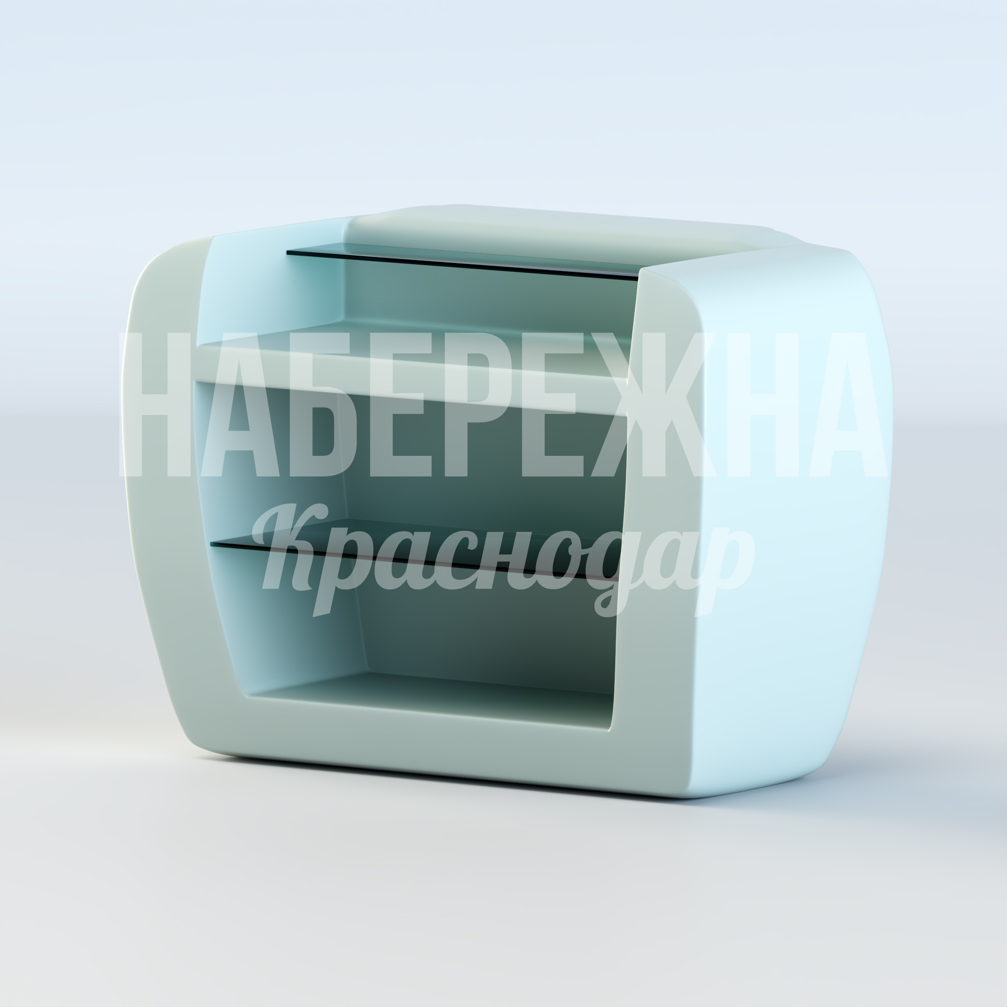 Стойка Ilyu 780x1560x1200 мм. OST-20.055 Стойка с открытыми полками из стеклопластика для выкладки товара. Выдерживает уличные условия круглый год.