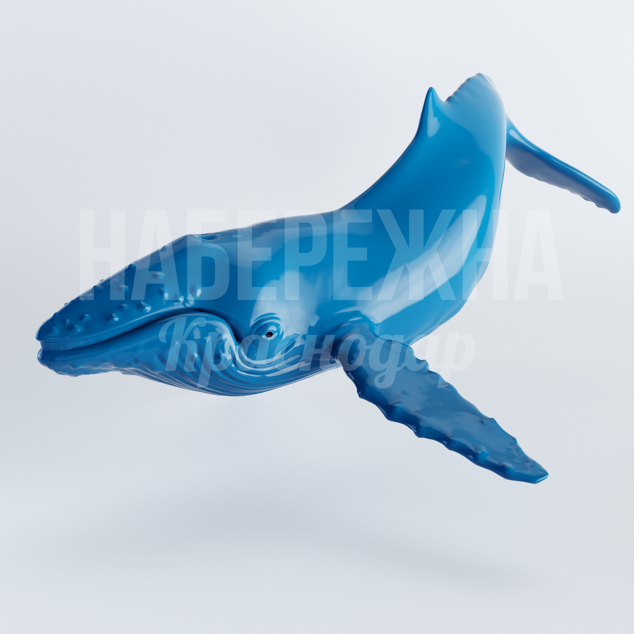 Кит Koi 17000x14000x7500 мм. STF-22.014 Фигура кита в полном размере из композитного материала. Яркий акцент для аквапарков, океанариумов и набережных.