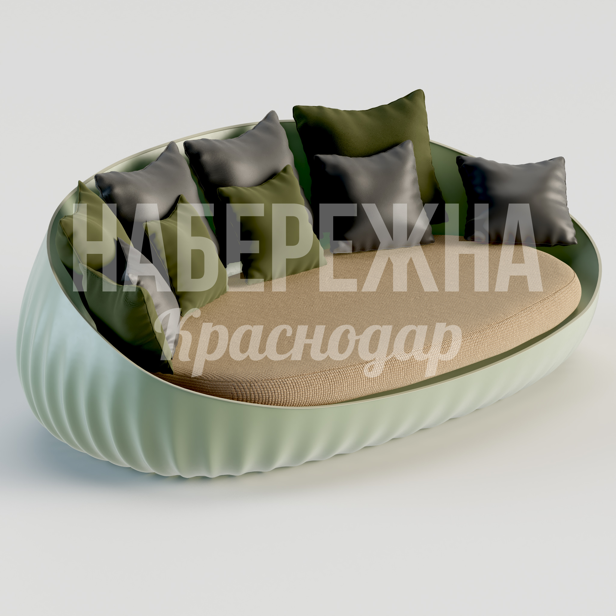 Диван Öcbudå — купить, STM-24.024 | Набережна Диван Öcbudå 1400x2500x850 мм. STM-24.024 Диван с рельефным корпусом из композита, вместительное сиденье с подушками, для зон отдыха в парках и скверах.