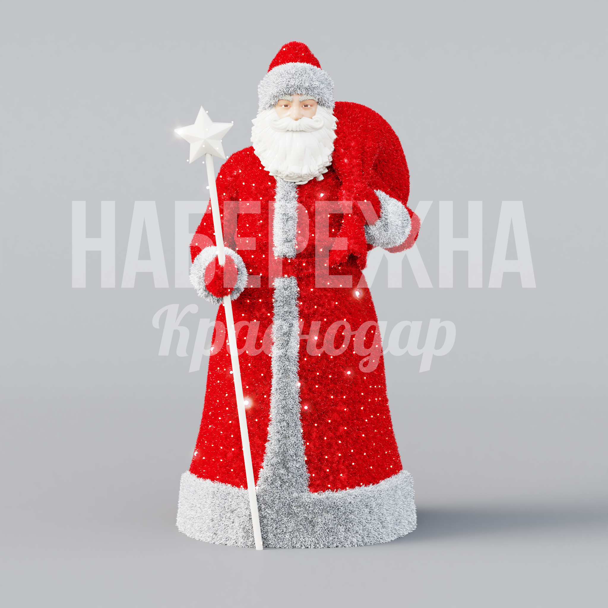 Дед Мороз 1350x1350x1900 мм. SV-20.050 Фигура Деда Мороза с LED-подсветкой для новогоднего оформления площадей и парков. Привлекает посетителей.