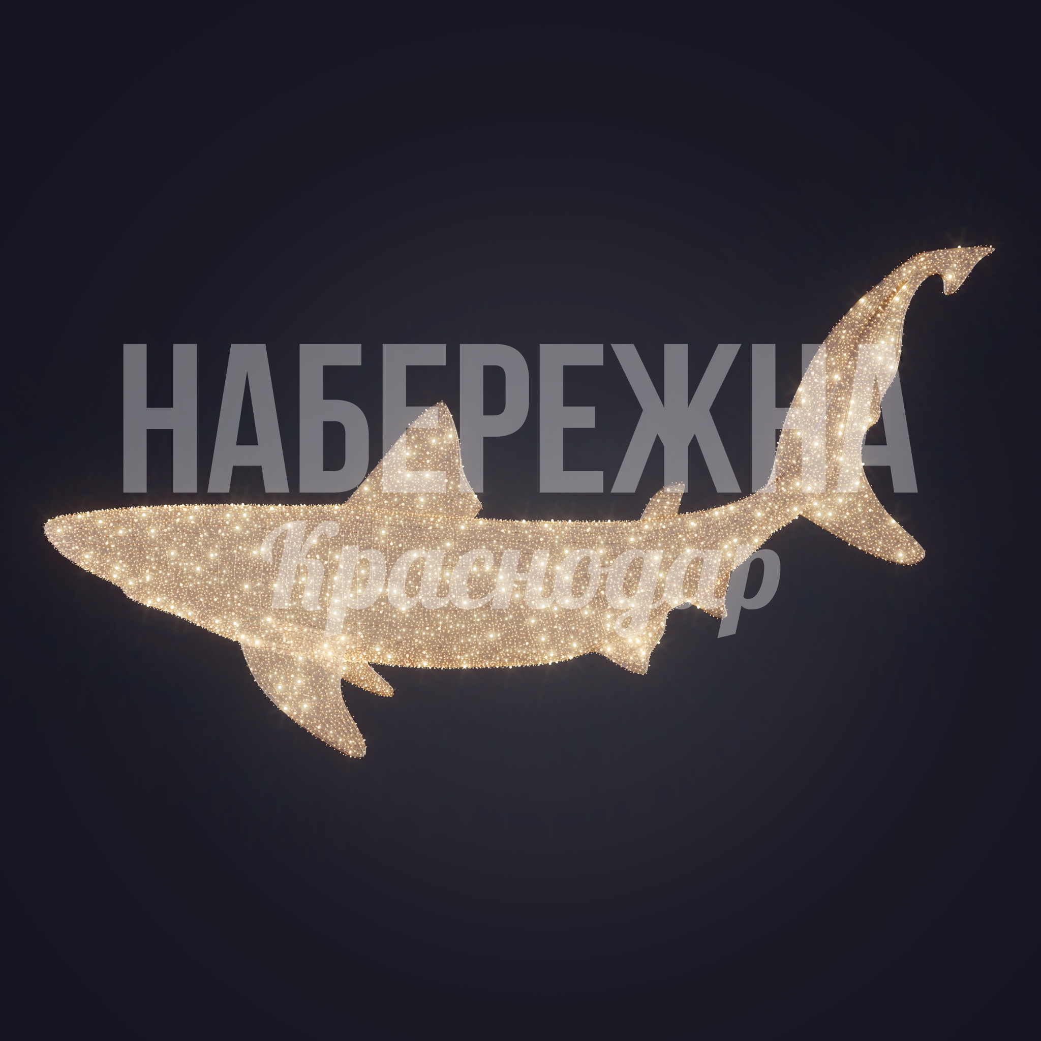 Акула Buhle 1280x5300x2780 мм. SVF-22.021 Световая фигура акулы с LED-подсветкой. Привлекает внимание в аквапарках и набережных. Защита IP65.