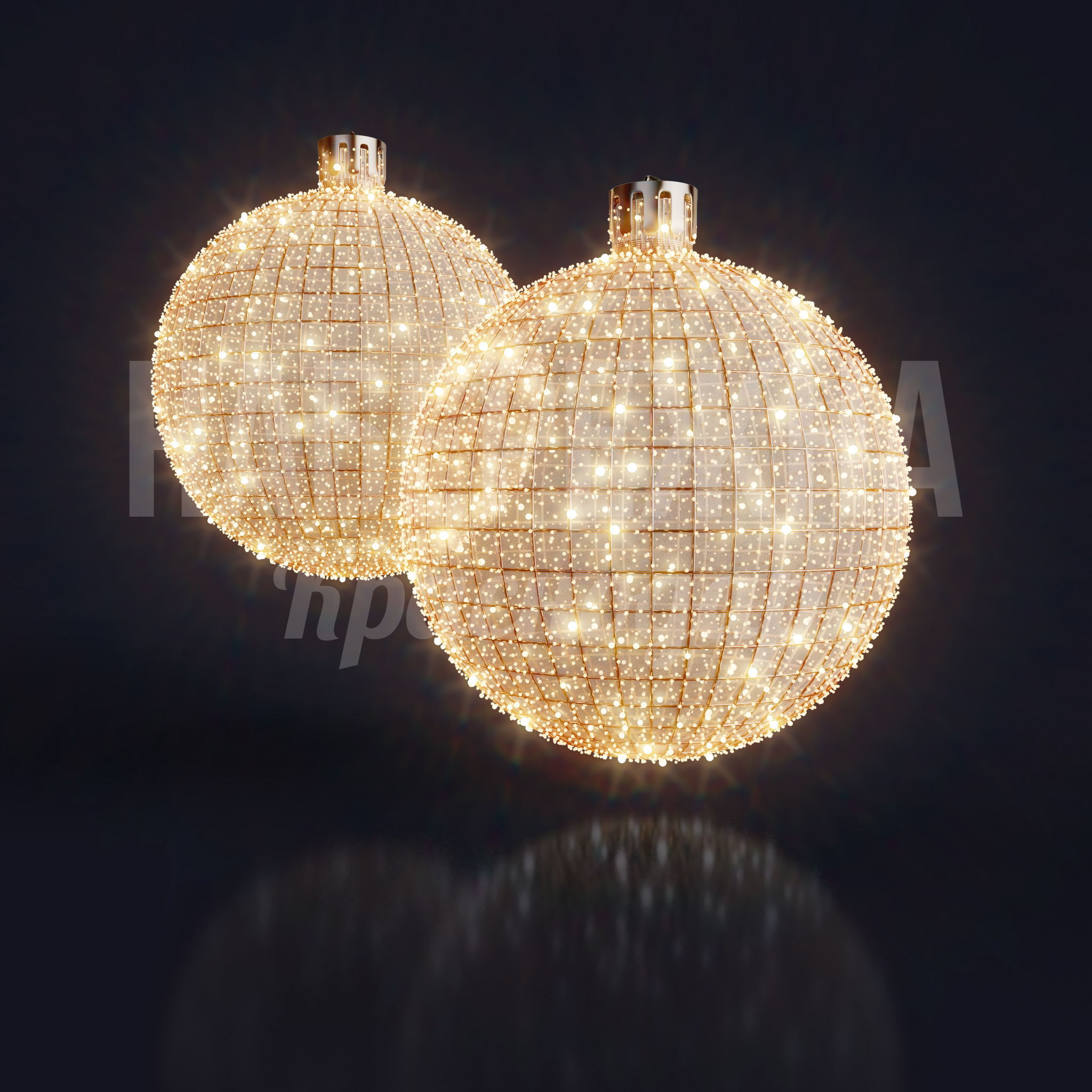 Новогодний елочный шар "Jiolio" 1000x1000x1200 мм. SVF-22.023 Световой шар с LED-подсветкой. Металлический каркас обеспечивает надежность при установке в парках и на площадях.