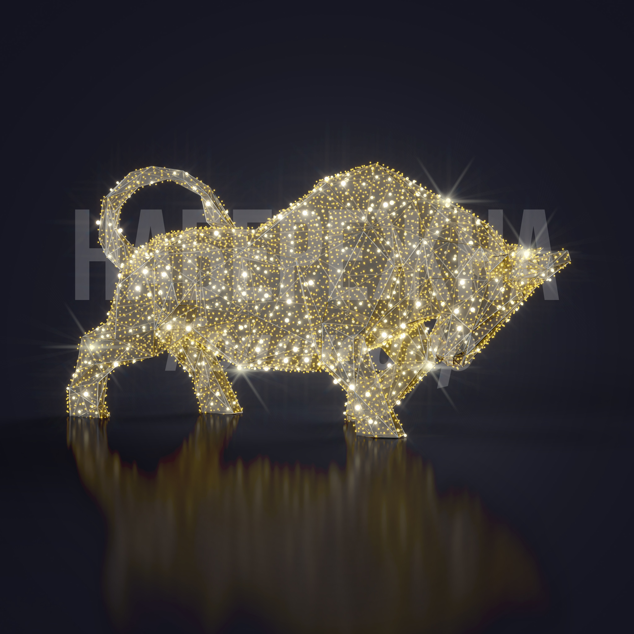 Светодиодный бык Ube 780x2000x960 мм. SVF-22.059 Световая фигура быка из металла с LED-подсветкой. Эффектное украшение площадей и парков в праздничный период.