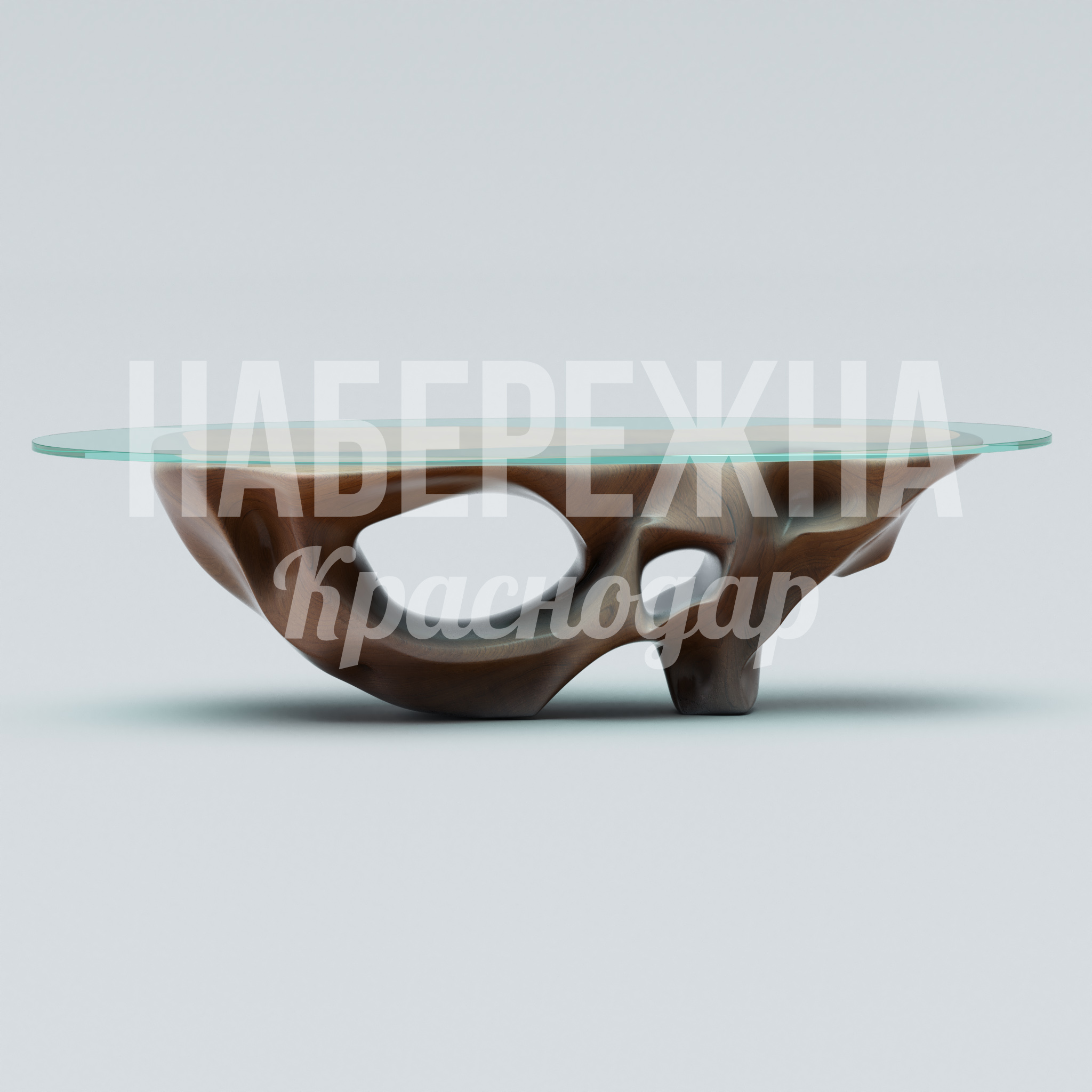 Столик Yantu — купить, SYN-23.016 | Набережна Столик Yantu 1050x2550x700 мм. SYN-23.016 Столик с массивной деревянной основой и прозрачной столешницей. Арт-объект для зон отдыха и общественных пространств.