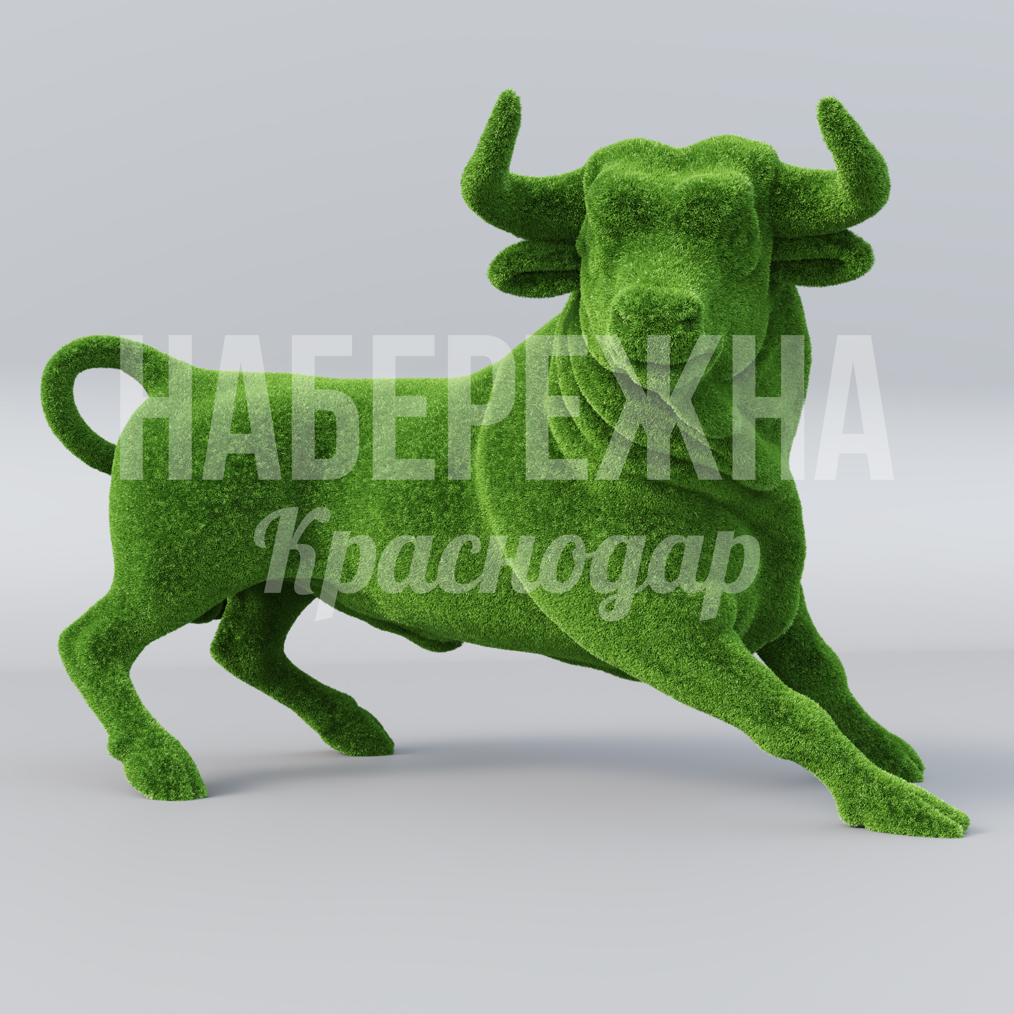 Бык Ferluk 2400x4000x2700 мм. TOP-20.035 Топиарная фигура быка в полный рост для парков и общественных пространств, не требует ухода и полива.