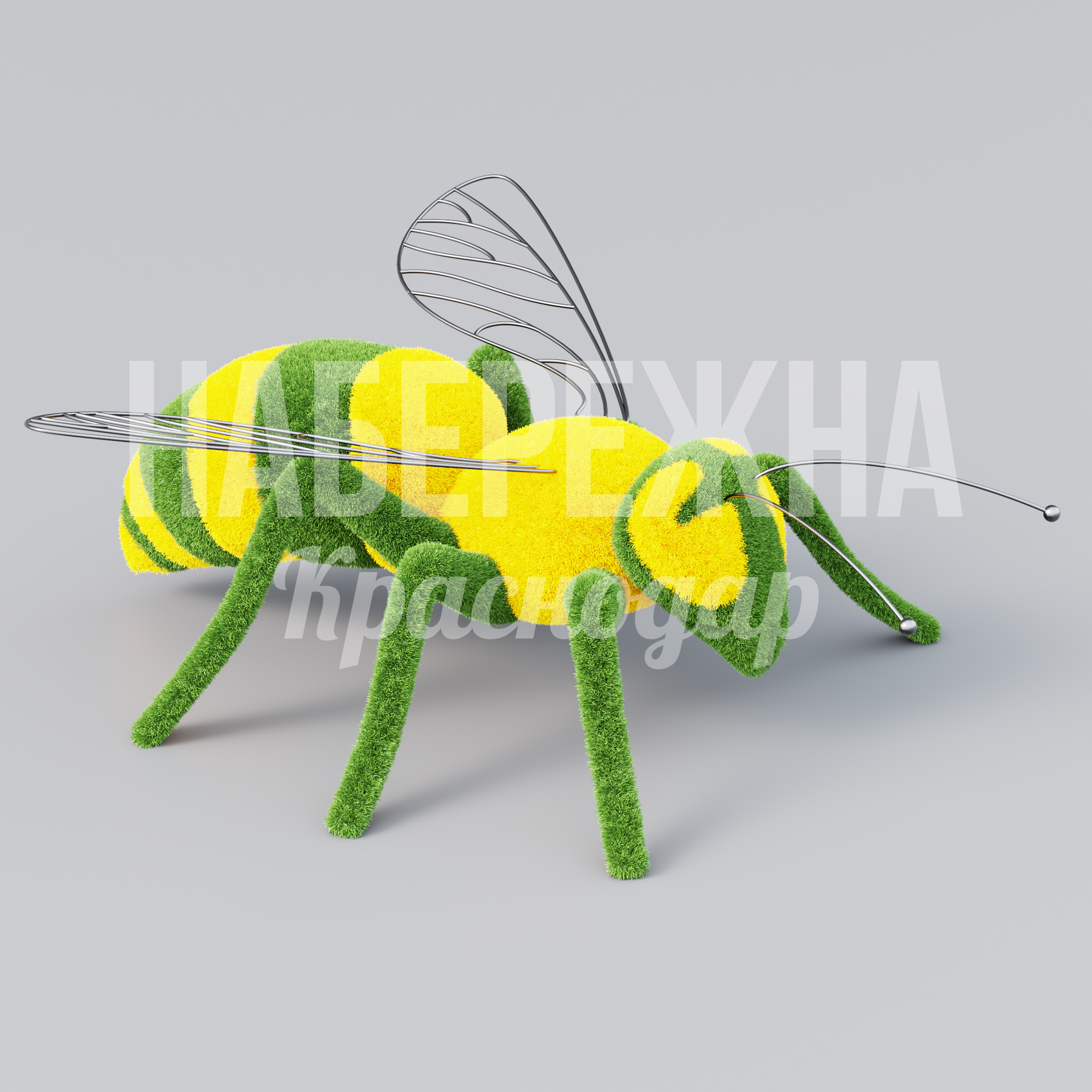 Пчела Tibvu 2150x2400x950 мм. TOP-20.142 Топиарная фигура пчелы для озеленения общественных пространств. Привлекает внимание, создаёт акценты в ландшафте.