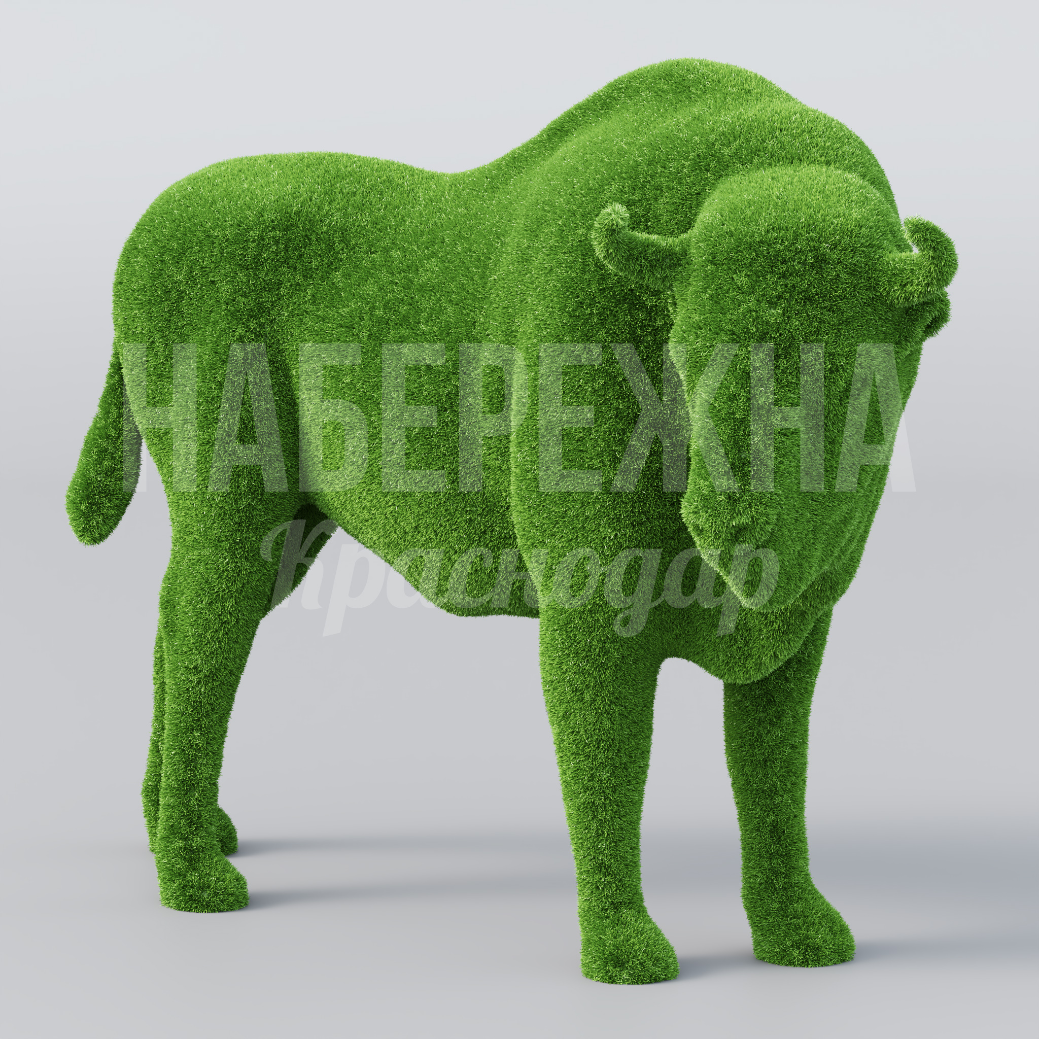 Зубр Nöuson 1300x2800x2000 мм. TOP-21.092 Топиарная фигура зубра для озеленения общественных пространств. Притягивает внимание посетителей парков и площадей.