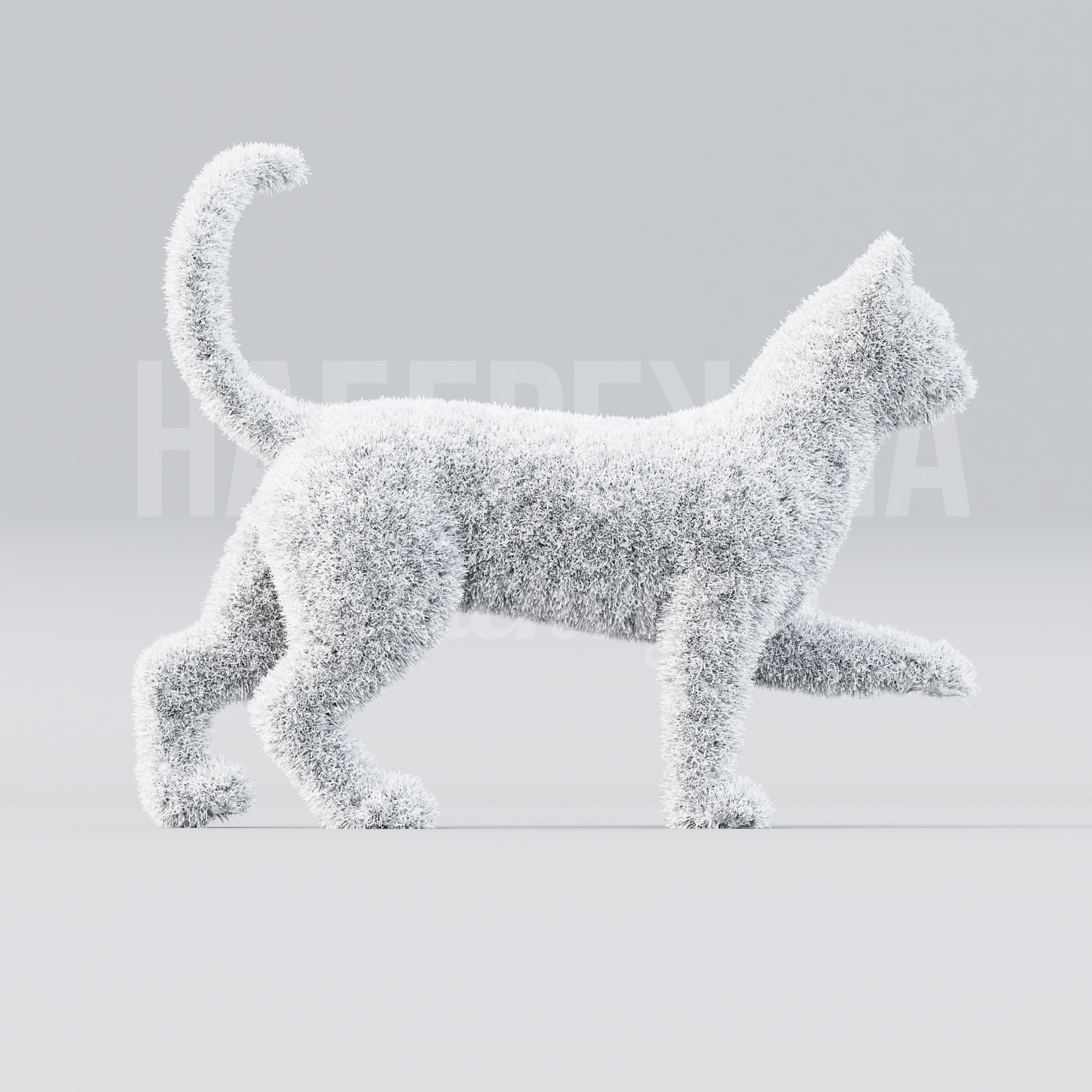 Котик Kesce 250x1050x900 мм. TOP-22.066 Топиарная фигура в форме котёнка из искусственной травы для озеленения дворов, парков и детских площадок.