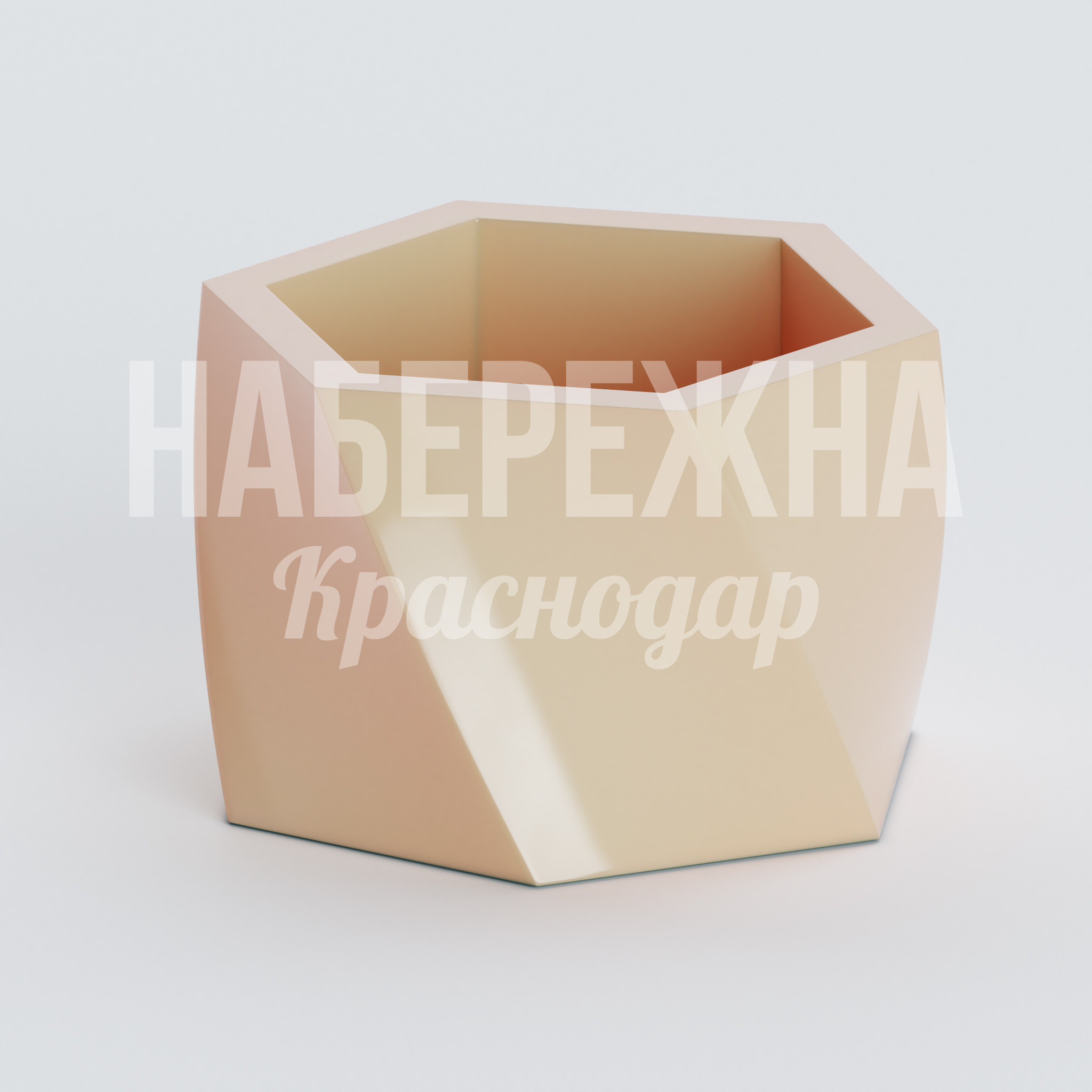 Вазон Ainpegva 520x520x330 мм. ZVA-20.049 Вазон с геометричным дизайном для озеленения общественных пространств, устойчив к осадкам и перепадам температур.
