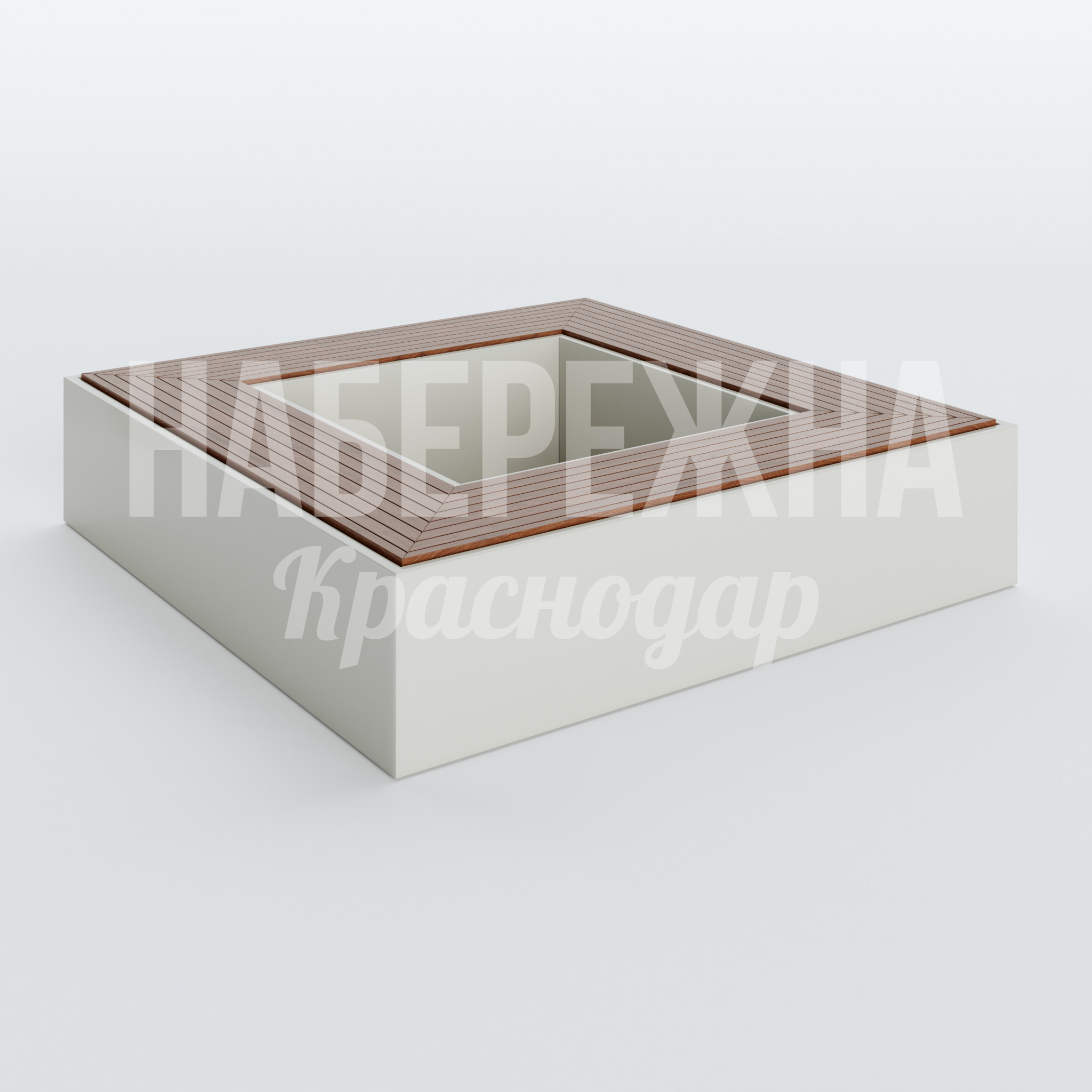 Квадратная лавочка Reskab 1600x1600x500 мм. ZVA2-22.190-3 Квадратная лавочка с деревянным сидением и бетонным основанием. Вместительность до 8 человек для парков и площадей.