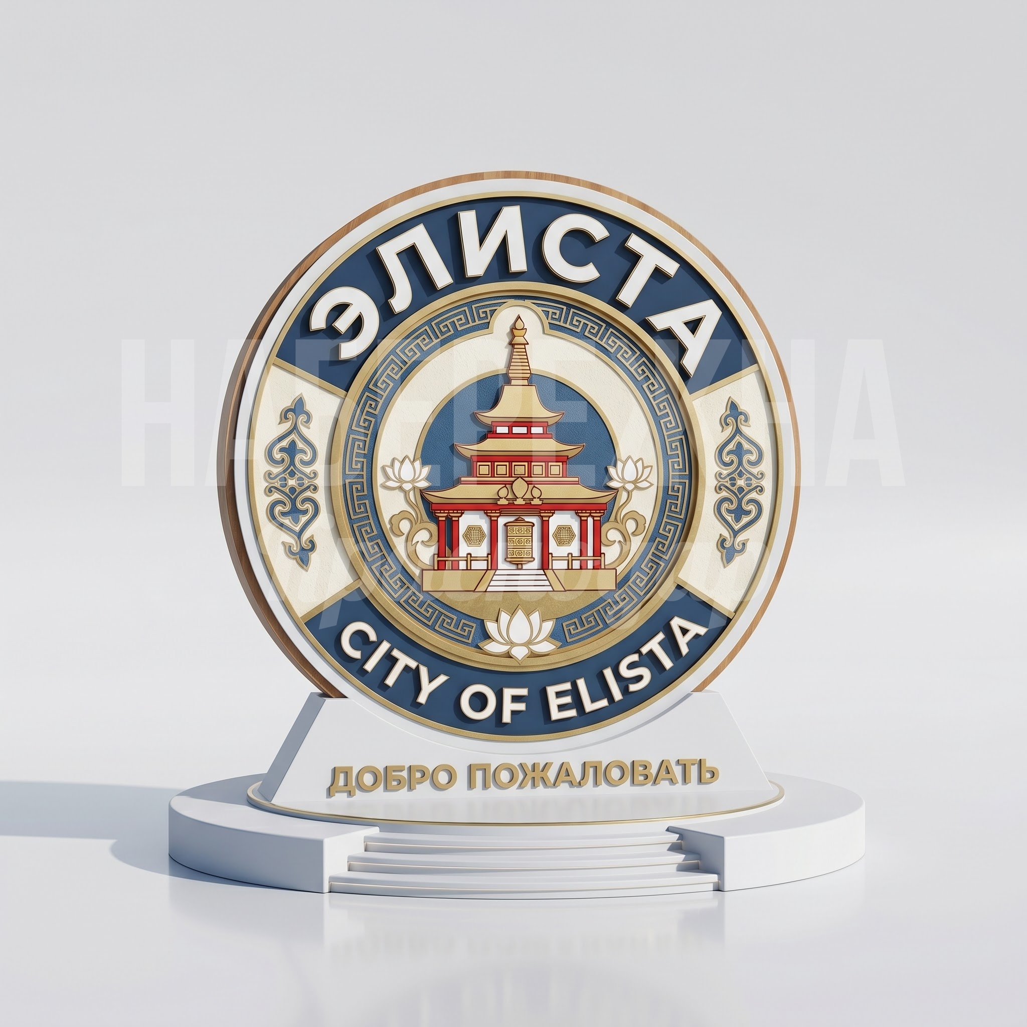 Круглый въездной знак для города Элиста Круглый въездной знак для города Элиста