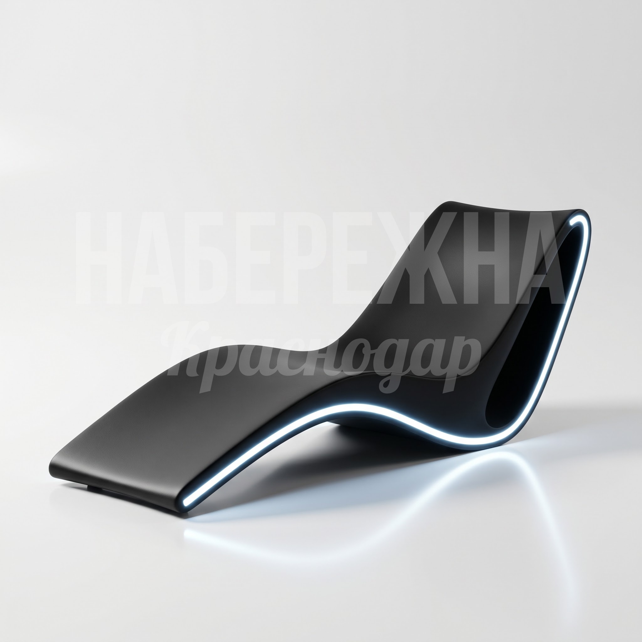 Шезлонг стеклопластиковый чёрный с LED-подсветкой по контуру Losyu