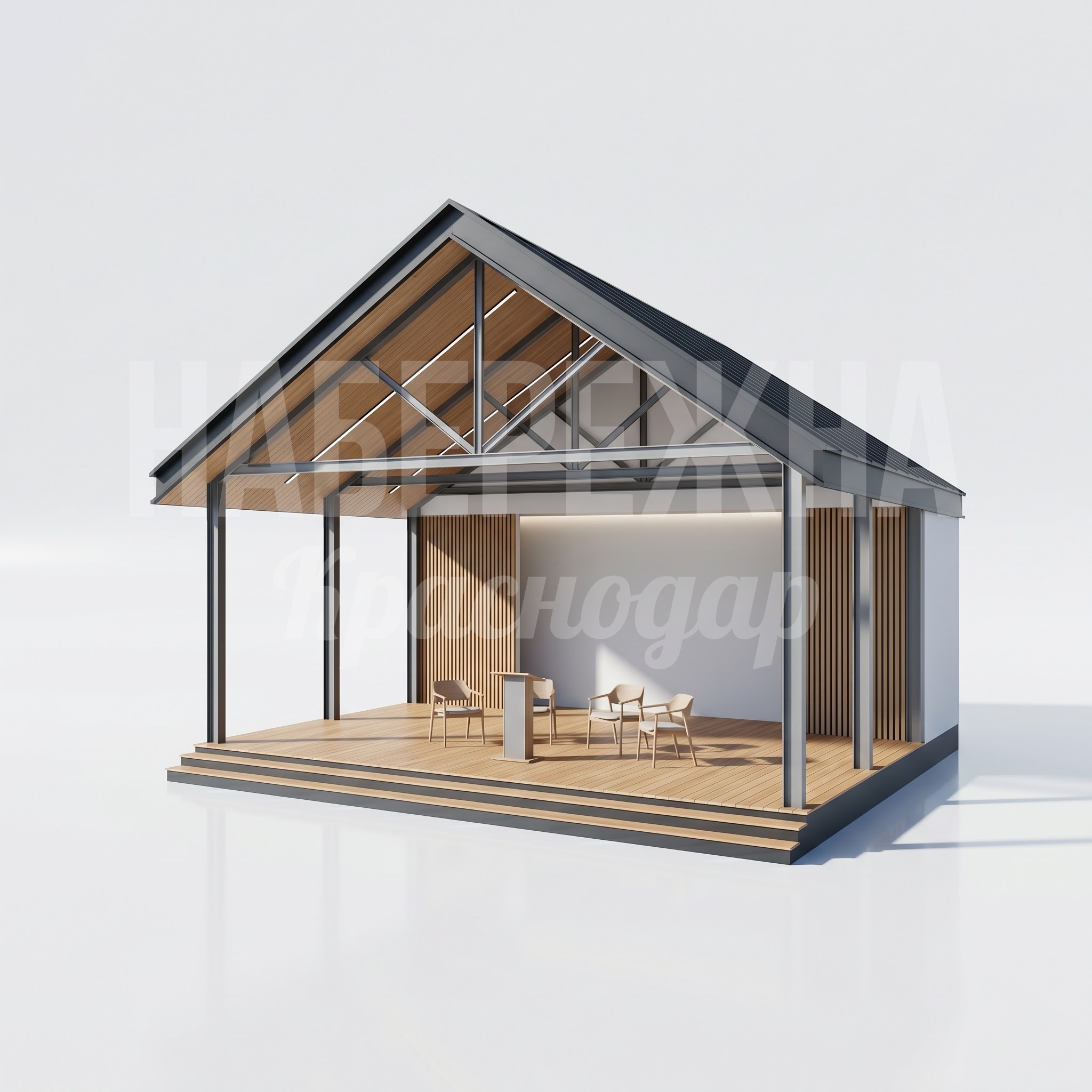 Сцена парковая с двускатной крышей Fiv