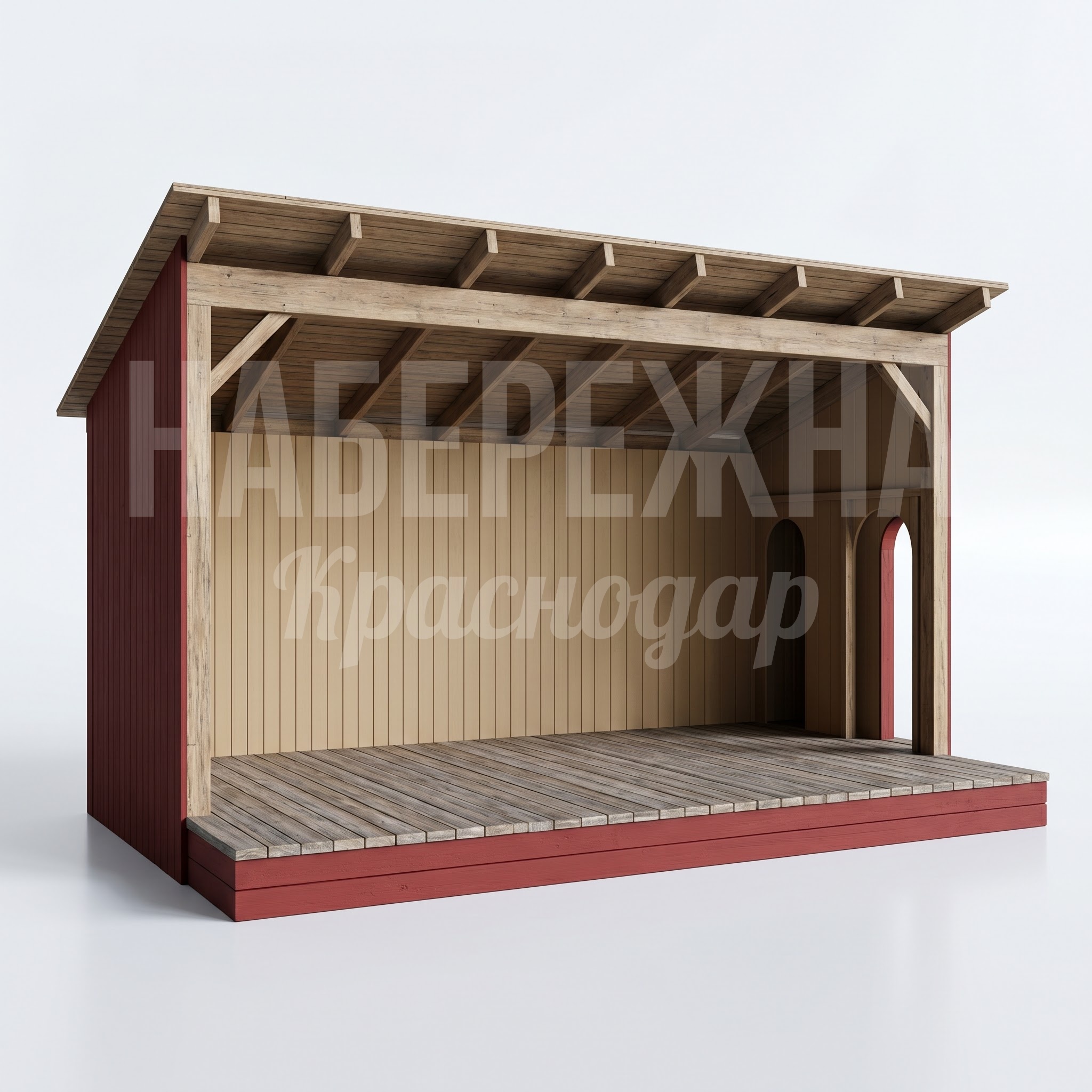 Уличная сцена для школы искусств в красно-бежевом цвете Une